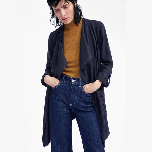 Zara Jackets & Blazers - ZARA Navy Blue Loose-Fitting Flowy Jacket